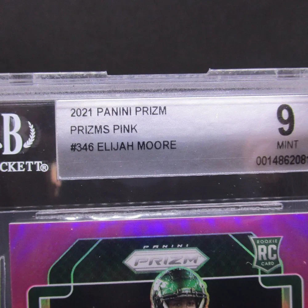 2021 Panini Prizm Elijah Moore Rookie Pink New York Jets #346 RC BGS 9